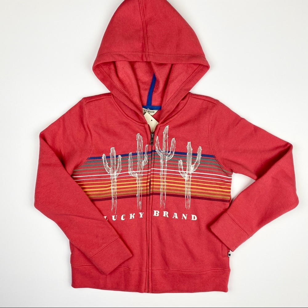 🆕Lucky Brand Big Girls Carter Hoodie Zip Kid Red - Picture 2 of 8